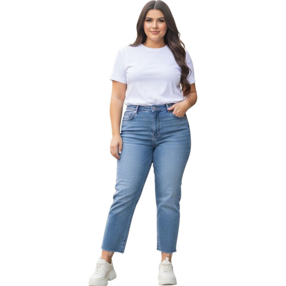 KUT From The Kloth Womens 20W Light Wash High Rise Straight Crop Jeans